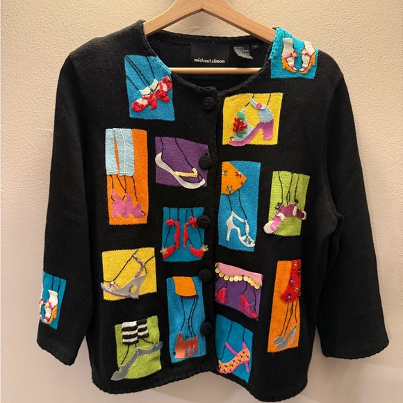 Michael Simon Tops - Colorful Graphic Cardigan by Michael Simon